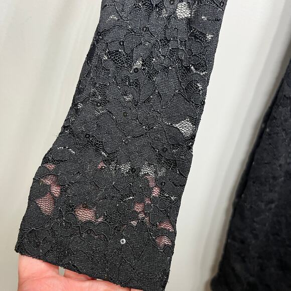 Windsor Dress BabyDoll Holiday VTG Y2K Black Lace Sequin Evening Party Mini S - Picture 4 of 9